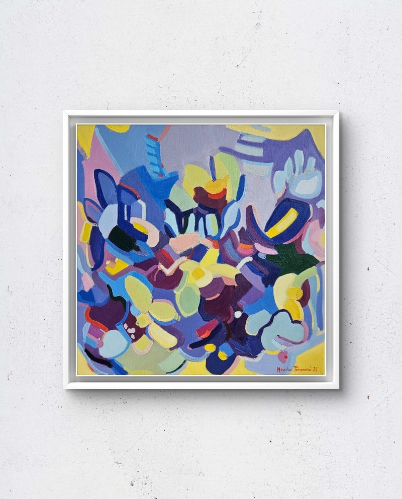 Fialová kytice - malba - Monika Tomanova