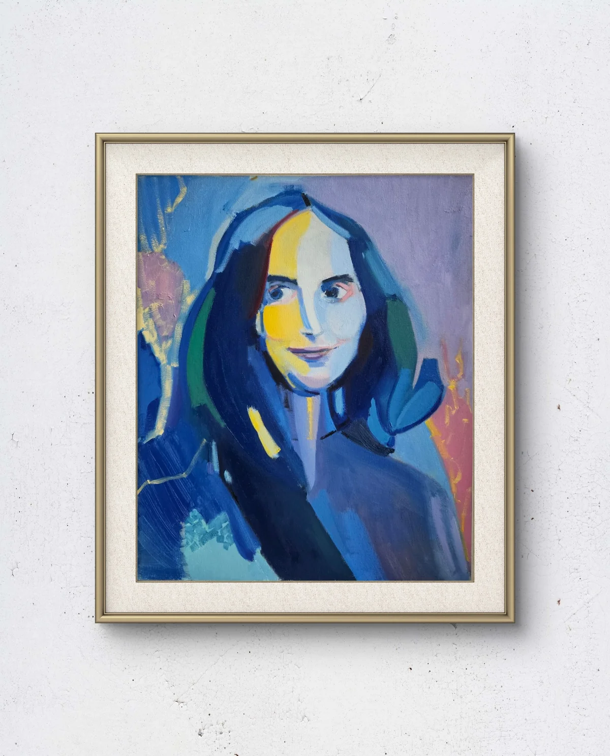 Modrý portrét - malba - Monika Tomanova