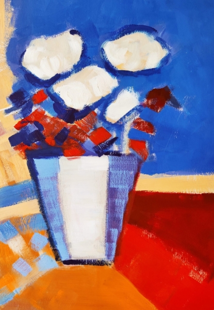 Bílé růže abstrakce 1